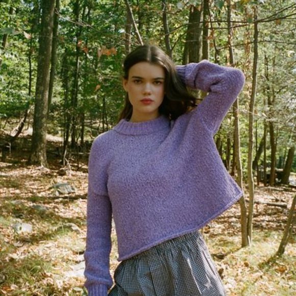 Urban Outfitters Chenille Cropped Sweater * Purple - Picture 3 of 4